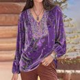 thumbnail image 2 of IROINID Hauts Grande Taille pour Femmes Col Rond Manches Longues T-shirt Imprimé Blouse, Violet, 2 of 6