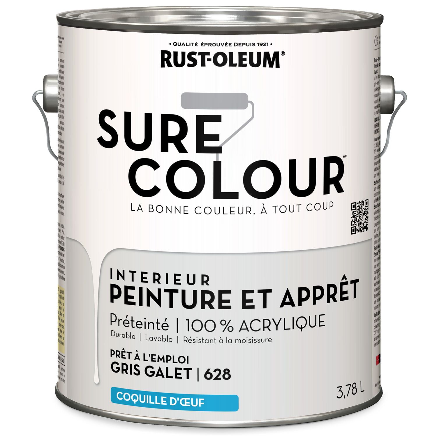 Rust-Oleum Sure Colour™ Peinture + Apprêt, Intérieur Coquille d'oeuf, Gris Galet 3,78L