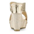 thumbnail image 3 of BLISSFUL STEP Women's Linen Platform Slide Wedge Open Toe Sandals, 3 of 7