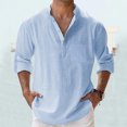 thumbnail image 2 of Kcodviy Mens Spring Summer Loose Pajama Short Stand Solid Color Pocket Device Men Long Sleeve Pullover Shirt, 2 of 5
