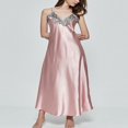 thumbnail image 3 of Pyjama en Satin de Soie pour Femmes, Col en V, Longue Chemise de Nuit Sans Manches, 3 of 5