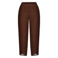 thumbnail image 4 of RXIRUCGD Women's Summer Comfortable Loose Wide Legged Fashion Solid Color Capris, Coffee, Size: 3XL, 4 of 5