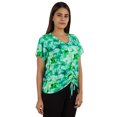 thumbnail image 2 of Moomaya T-Shirts Teinture sur Nœuds à Manches Courtes Froncées pour Femmes Col en V Décontracté en Jersey, 2 of 8