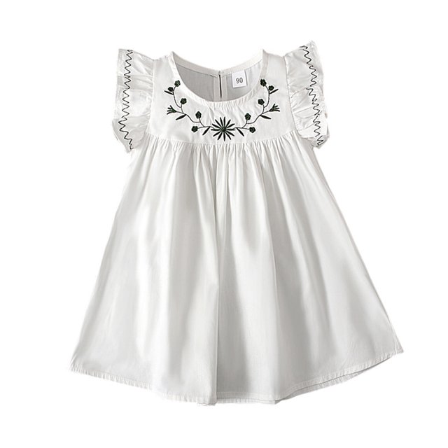 Qudderr 1-7 Ans Petites Filles Robes en Coton pour Tout-Petits Enfants Robe Sans Manches Décontractée Bébé Été Robe d'Été Imprimée pour Filles