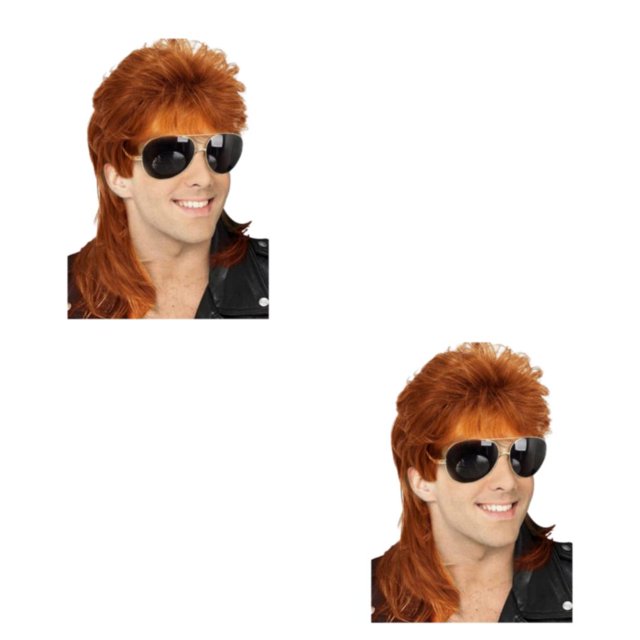 Shengyu Realistic Appearance Mens Wig For Punk Rock Disco Party Suitable For Various Occasions Wig Cover Red Brown 2Set