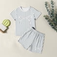 thumbnail image 1 of Korean Style Girls Summer Sleepwear Set Short Sleeve Striped Two Piece Outfit For Daily Wear And Outdoor Activities, 1 of 3