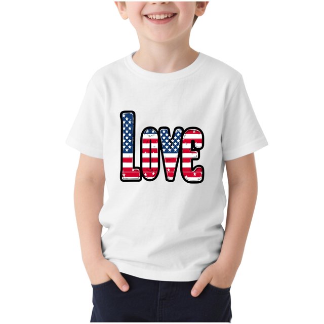 T-Shirt pour Enfants, Imprimé de la Fête de l'Indépendance à Manches Courtes et Col Rond, Haut Décontracté et Polyvalent pour Garçons et Filles de 3 à 15 Ans
