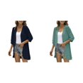 thumbnail image 1 of 2 Pack(Dark Blue 1PCS & Mint Green 1PCS) Multipack Women Casual 3X Cardigan Three Quarter Sleeve Open Front Lightweight Dots Cardigan Draped Ruffles Cardigan, 1 of 7