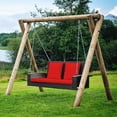 thumbnail image 3 of Costway Balançoire de Porche Suspendue en Rotin pour Patio 2 Personnes avec Coussin Rouge, 3 of 10