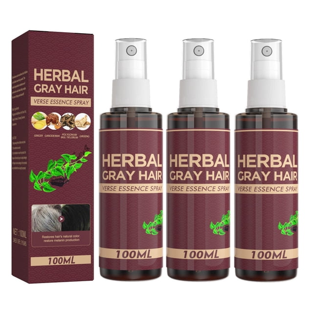 Herunwer Herbal Essence Hair Spray, Gray Hair Reverse Herbal Essence Spray, Hair Darkening Conditioner, Hair Coloring Conditioner for 4 Weeks Gradual Results