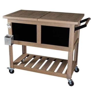 Chariot de bar extérieur Permasteel 80 Qt avec glacière de terrasse – Design imitation bois et étagère