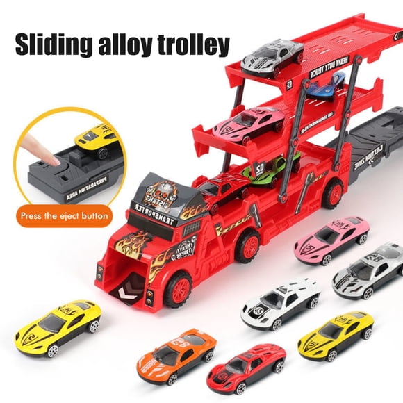Car Transporter Truck Toys Mega Hauler Truck With 6 Mini Cars Three Layer Folding Vehicles Set For Kids Boys Girls