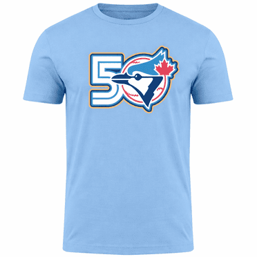 T-Shirt pour Hommes Blue Jays de Toronto MLB avec Logo du 50e Anniversaire - Bleu Pâle