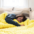 thumbnail image 1 of Comtest Chunky Knit Throw Blanket Chenille, Chicken Yellow, 80"x80"(King Size), 1 of 6
