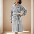 thumbnail image 1 of Soki Premium Womens Plush Soft Robe Fluffy, Warm, Fleece Sherpa Shaggy Bathrobe Gray M, 1 of 3