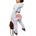 thumbnail image 4 of SUNSIOM 2 Pcs Femmes Tenue Lettre, Manches Longues à Capuche Crop Top Pantalon Long, 4 of 5