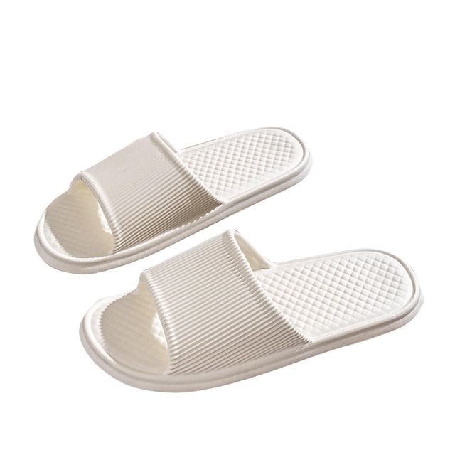 Mens and Womens Home Slippers Simplicity Solid Color Quick Drying Soft Sole Comfortable Non-Slip Indoor and Outdoor EVA Slippers White-01