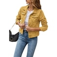 thumbnail image 1 of WIFORNT Womenacute;s Solid Color Denim Jacket, Casual Long Sleeve Button Down Chest Pocket Jean Jacket, 1 of 7