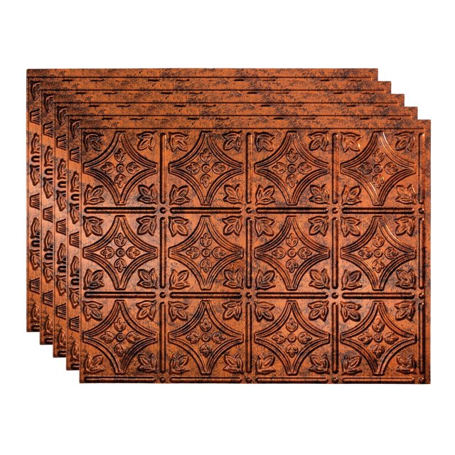 FASÄDE Traditional Style/Pattern 1 Decorative Vinyl 18in x 24in Backsplash Panel in Moonstone Copper (5 Pack)