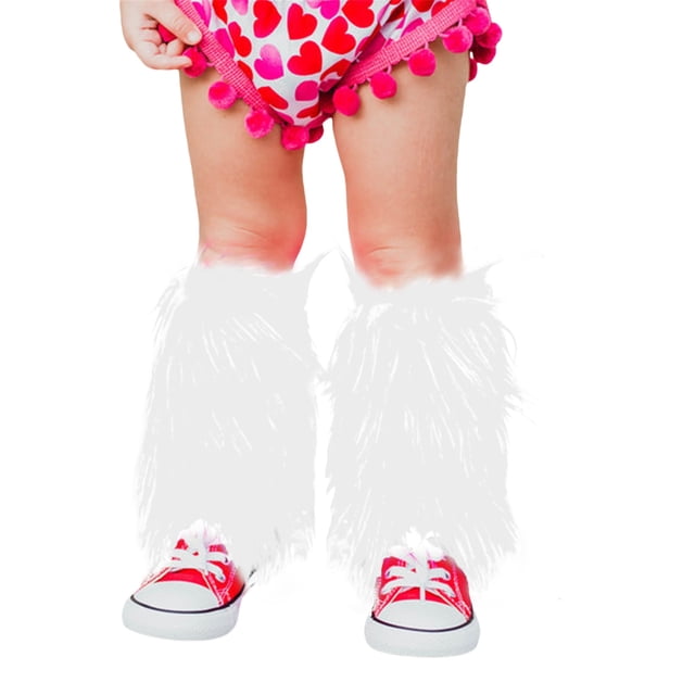 Faithtur Girl's Faux Fur Leg Warmers Solid Color Soft Cozy Fuzzy Boot Cuff Cover Party Costumes