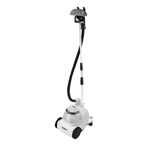 Défroisseur vertical pour vêtements Conair CompleteSteam, défroisseur vapeur de 1200 W, 60 minutes de vapeur continue, préchauffage en 60 secondes, réservoir d'eau amovible, blanc/noir, pqt de 1