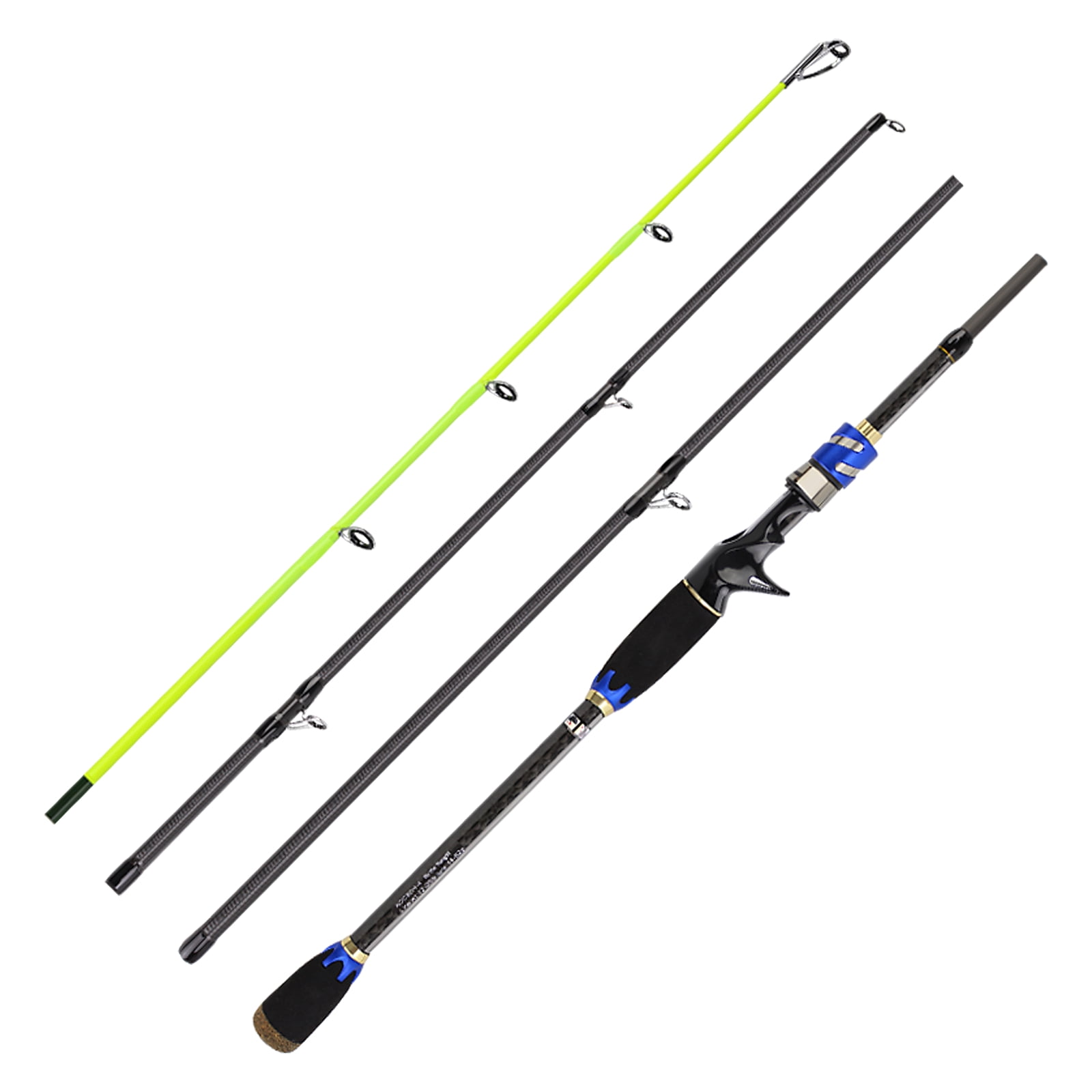 Yeacher Carbon Fiber Casting Rods Durable Lightweight Casting Fishing Rod Portable 4 Sections Fishing Pole for Saltwater Freshwater