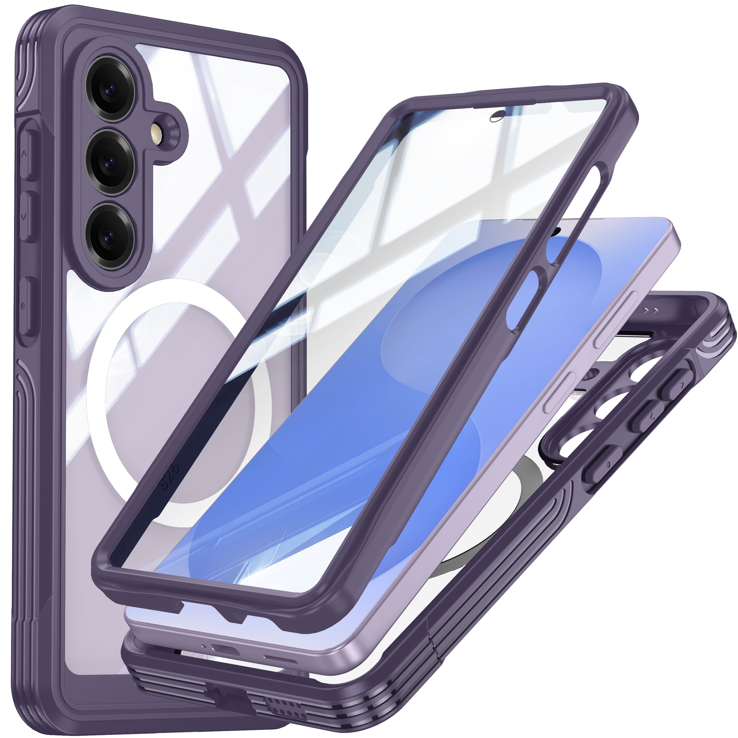 for Samsung Galaxy S26 Shockproof Dustproof Case, Compatible with MagSafe Heavy Duty/Military Grade/Rugged Protection Built in Screen Protector Phone Case for Samsung Galaxy S26, Purple