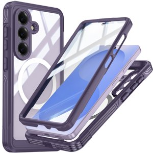 Pour Samsung Galaxy S26 Etui anti-poussière antichoc, Compatible avec MagSafe Protection de qualité militaire/de poids lourd intégrée dans le boîtier de téléphone protecteur d'écran pour Samsung Galaxy S26, violet