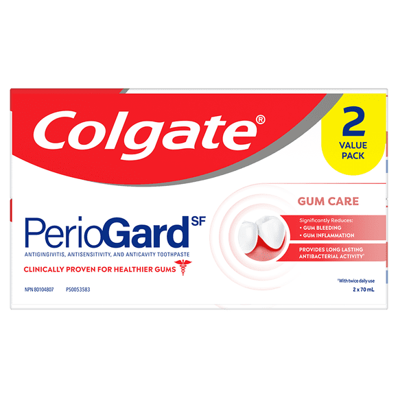 Colgate PerioGard SF Gum Toothpaste, Gum Care Toothpaste, 2 Pack, 70 mL