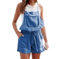 thumbnail image 1 of MKLEKYY Pantalons pour Femmes Combinaisons Sans Manches Sexy Mode Denim Lavé Bretelles Shorts Pantalons de Travail Slim, 1 of 6