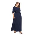 thumbnail image 3 of U.Vomade Women's Summer Plus Size Dress Solid Color Short Sleeve Round Neck Casual Dress, 3 of 7
