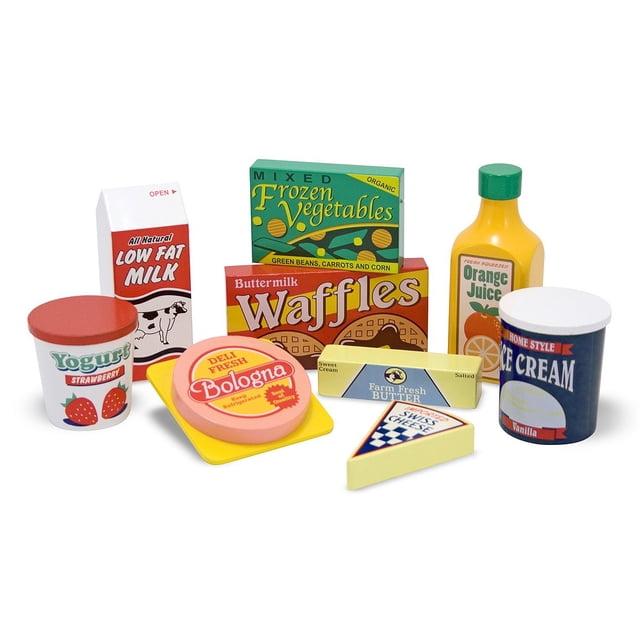 Melissa & Doug Ensemble d'Aliments de Frigo en Bois pour Jouer (9 Pcs)