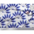 thumbnail image 2 of Soimoi Blue Silk Fabric Pine Leaves Print Fabric by Yard 42 Inch Wide, 2 of 3