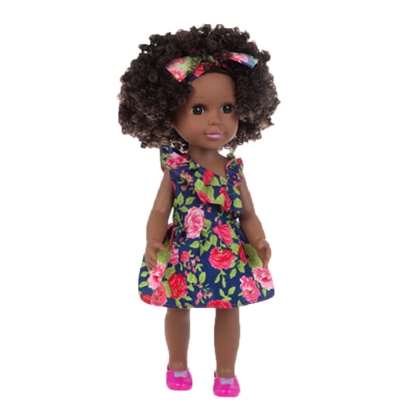 Pisexur Black Girl Dolls 13.78inch African American Baby Doll with Dress for Kids Aged 3 4 5 6 7 Years Fashion Play Doll Reborn Baby Toy Doll - Life Size Soft Adjustable, Christmas Gifts for Kids