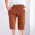 thumbnail image 2 of Timegard Womens Plus Size Shorts Elastic Waisted Drawstring Lightweight Casual Knee Length Shorts with Pockets, 2 of 5