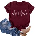 thumbnail image 2 of adviicd T-Shirts Femmes T-Shirt Rayé Manches Courtes Col Rond Basique Vin,TTG, 2 of 5