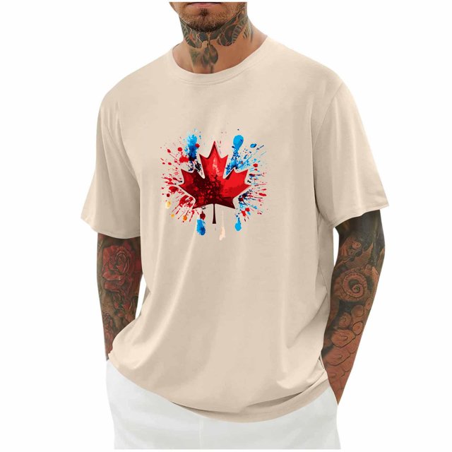 Pisexur T-shirts pour Hommes, Imprimé Col Rond Mode Décontractée Manches Courtes Blouses Col Rond Chemises Beige, 4TG Chemises de Golf Hommes & Chemises Hommes