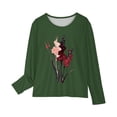 thumbnail image 4 of RXIRUCGD Chemises à Manches Longues pour Filles Imprimés Mignons Col Rond Hauts Blouses Décontractées Habillées Vêtements (Vert Armée, Taille : 3 Ans), 4 of 5