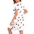 thumbnail image 3 of Manteau de Maison à Fermeture Éclair pour Femmes, Robes à Manches Courtes Courte Nuisette Peignoirs avec Poches Mignonne Robe de Nuit Imprimée Blanc TG, 3 of 6