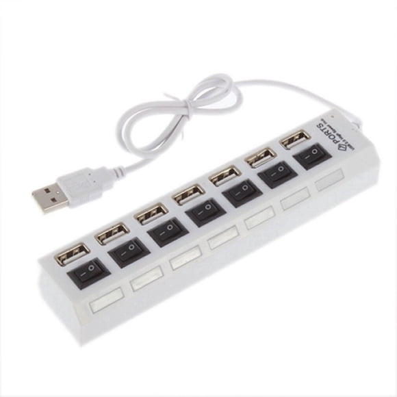 RisingPro Adaptateur d'Alimentation 7 Ports Multi USB HUB 2.0 Répartiteur de HUB Interrupteur Extension Externe