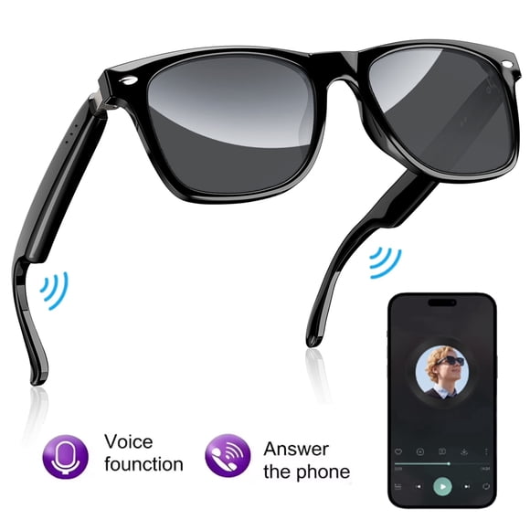 Smart Bluetooth Sunglasses with Speakers, Wireless Audio Sunglasses for Men and Women, Built-in Mic, Hands-Free Calls & Music Touch Control,Voice Assistant Lightweight for Travel Work Business