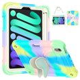 thumbnail image 1 of Case for iPad Mini 7 A17 Pro 2024/Mini 6 2021 8.3 Inch 7th/6th Gen with Butterfly Stand, Protective Tablet Cover with Pencil Holder Shoulder Strap for Kids Girls, Colourful Green, 1 of 7