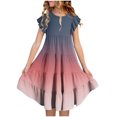 thumbnail image 1 of RXIRUCGD 2025 Vêtements d'Été pour Enfants Mode Filles Nouvelle Robe d'Été à Manches Courtes Poches à Volants Col Rond Imprimé, 1 of 4