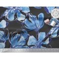thumbnail image 2 of Soimoi Blue Modal Satin Fabric Floral Print Sewing Fabric BTY 42 Inch Wide, 2 of 3
