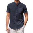 thumbnail image 1 of TopLLC Polo pour Homme Chemise en Lin Décontractée Col Officier Manche Courte Chemise Boutonnée, 1 of 4