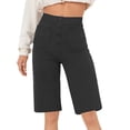 thumbnail image 1 of Timegard Shorts for Women High Waist Button Straight Leg Solid Color Comfy Casual Workout Half Pants, 1 of 5