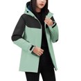 thumbnail image 3 of Sentmoon Women Jacket Plus Size Hooded Neck Long Sleeve Woman Coat Zipper Color Block Windproof Waterproof Travel Clothes Women with Pockets Fall and Winter Comfy for Running and Hiking, 3 of 9