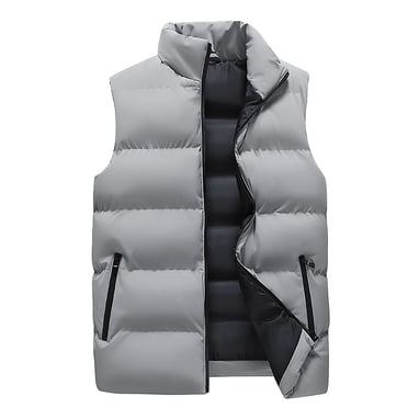Pisexur Men's Puffer Vest Outdoor Casual Stand Collar Padded Jacket Coat Vest