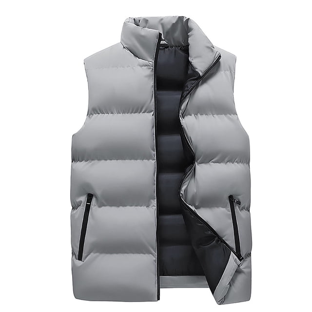 Pisexur Gilet Matelassé pour Homme, Extérieur, Décontracté, Col Montant, Veste Rembourrée, Manteau, Gilet