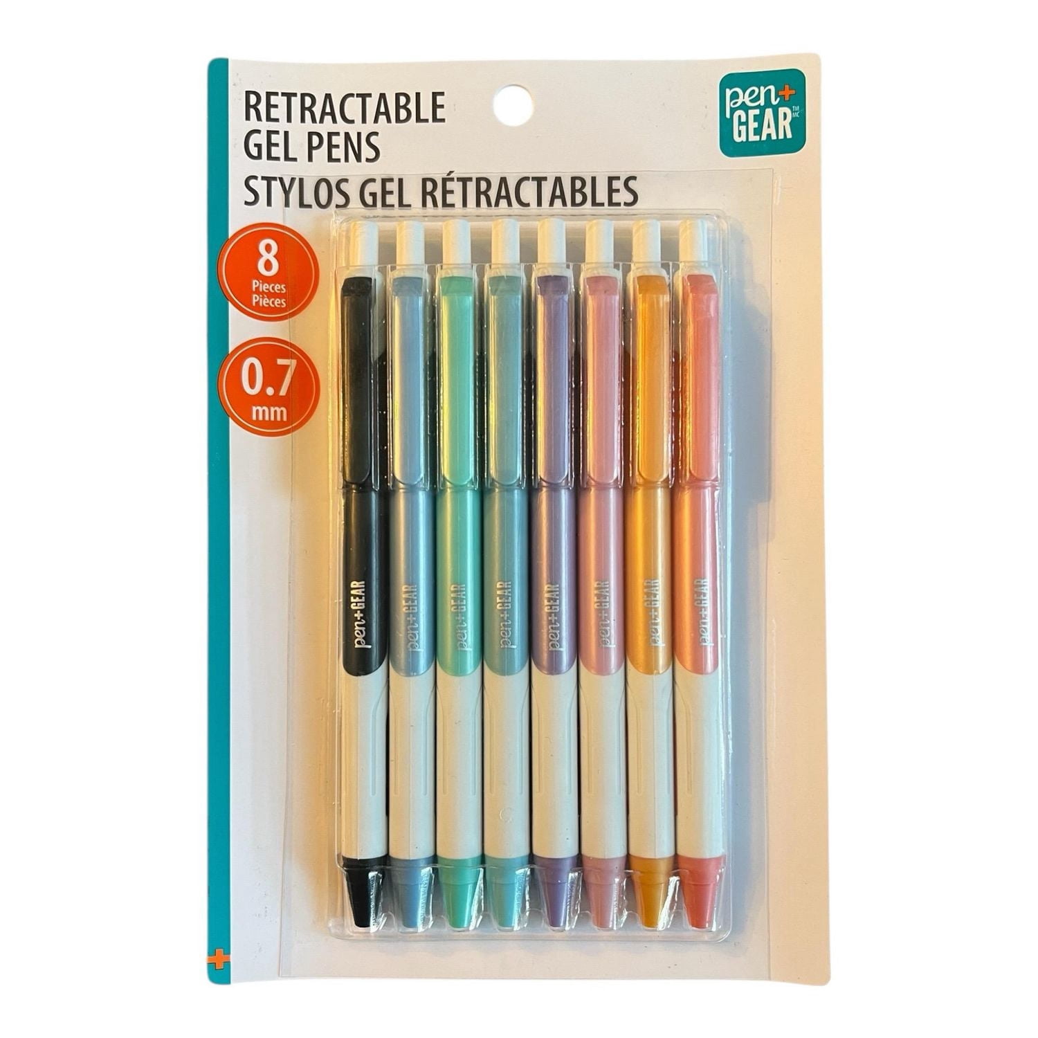 Pen+Gear Retractable Gel Pens, .07mm, Medium Point, Assorted Ink, 8 Count